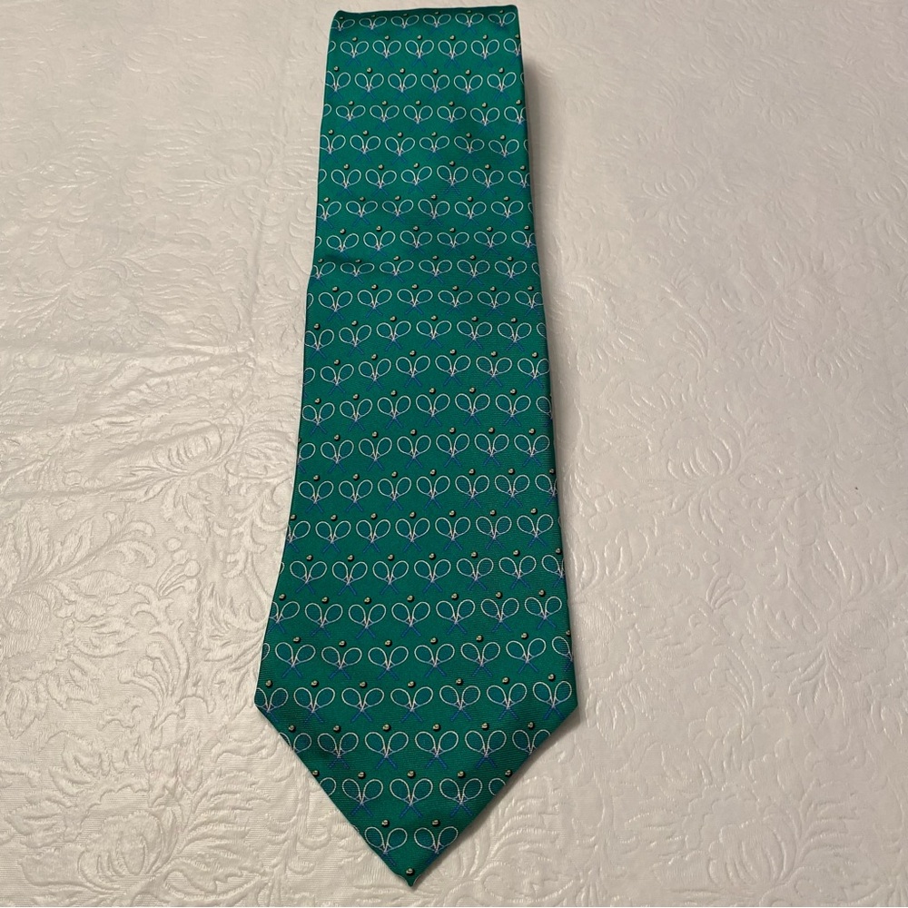 Bobby Jones Green Tennis Rackets Men’s Tie- Made in U.S.A